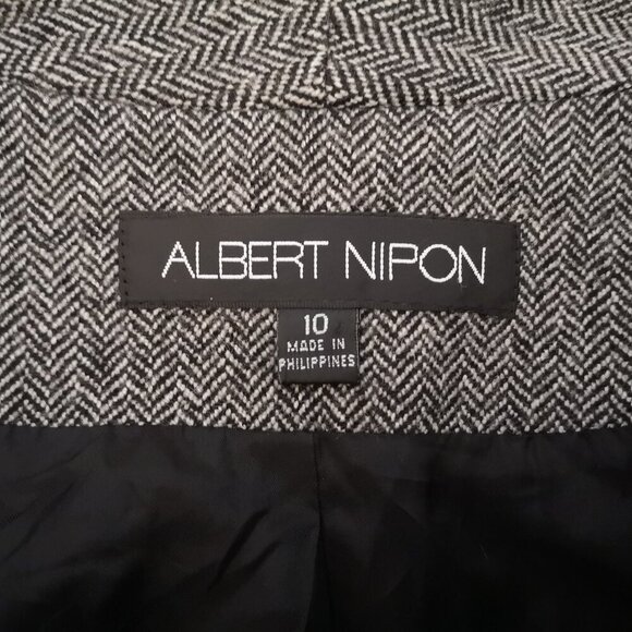Albert Nipon Ladies Size 10 Black & Dark Grey Fully Lined Wool Blazer - Picture 3 of 12